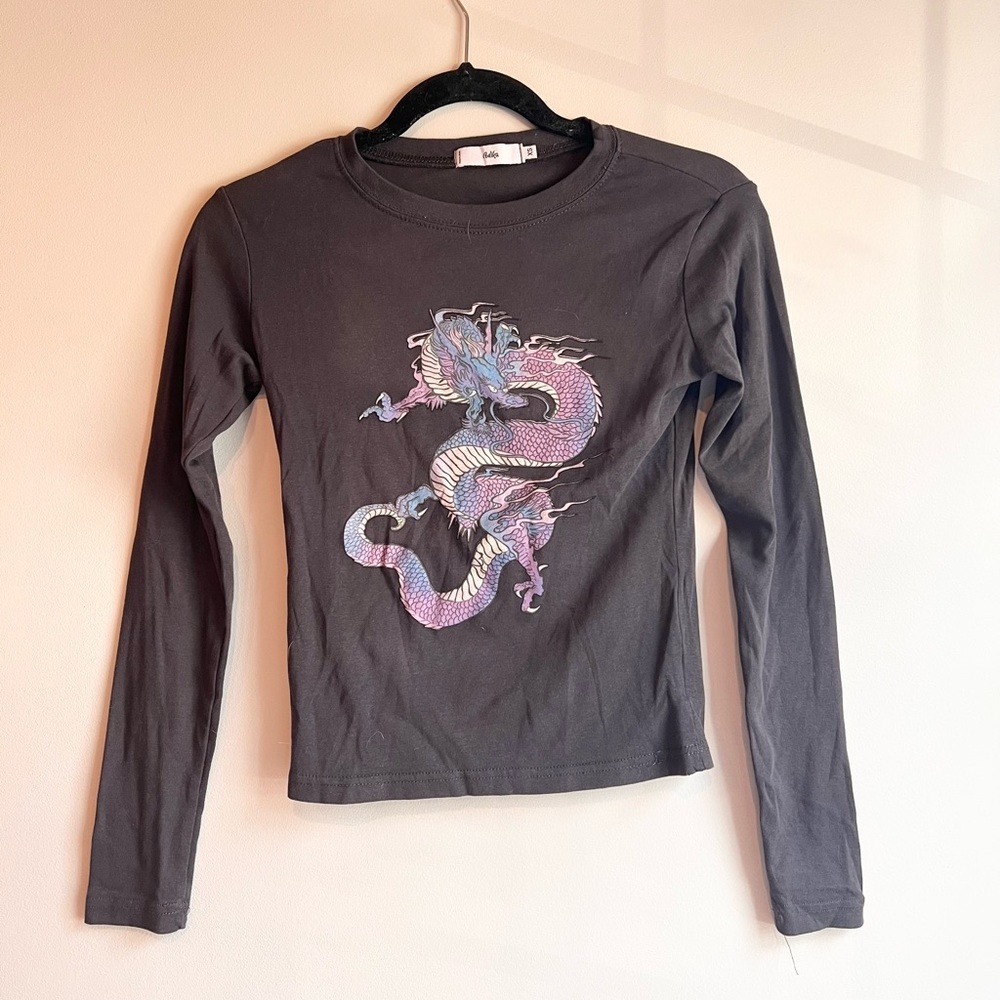 Long Sleeve Gray Dragon top
